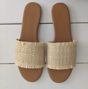 Brand new JCrew raffia slide sandals